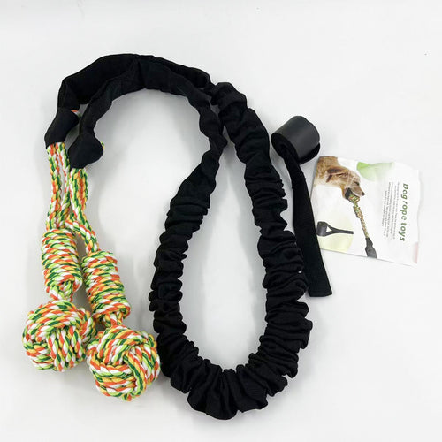 Interactive Bungee Dog Tug Toy with Cotton Balls (Black)