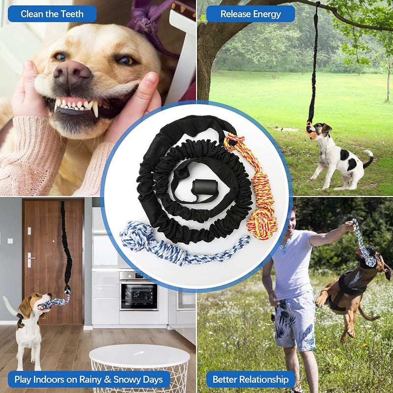 Black And Colored Cotton Balls Interactive Bungee Dog Tug Toy - Hanging Rope Ball for Solo Play & Exercise — image 3