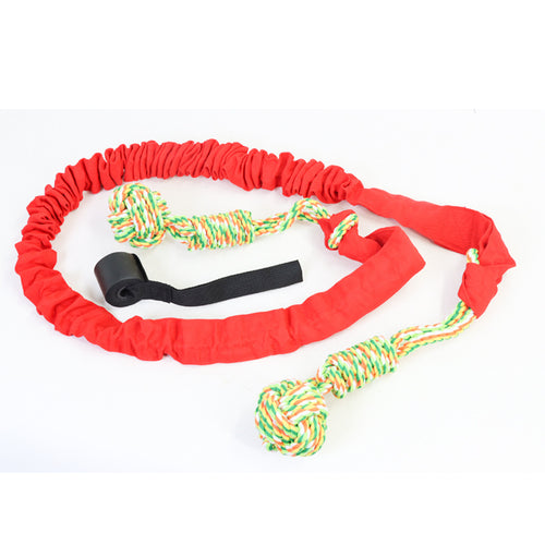 Interactive Bungee Dog Tug Toy with Cotton Balls (Red)