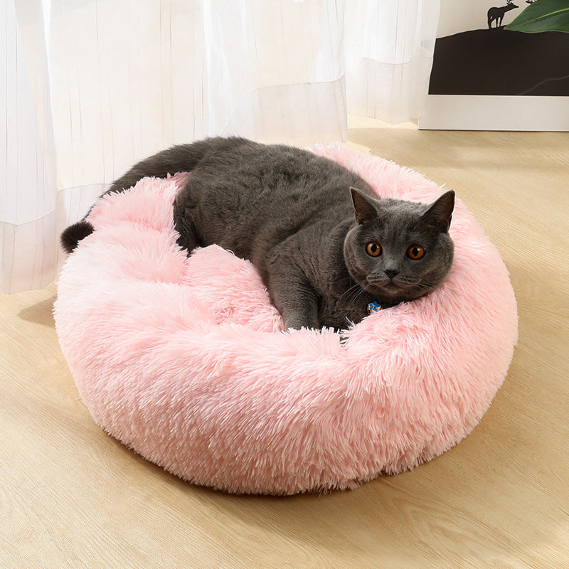 Blue Green 50cm Cozy Round Pet Bed - Plush Cat & Dog Bed with Non-Slip Base, Machine Washable — image 2