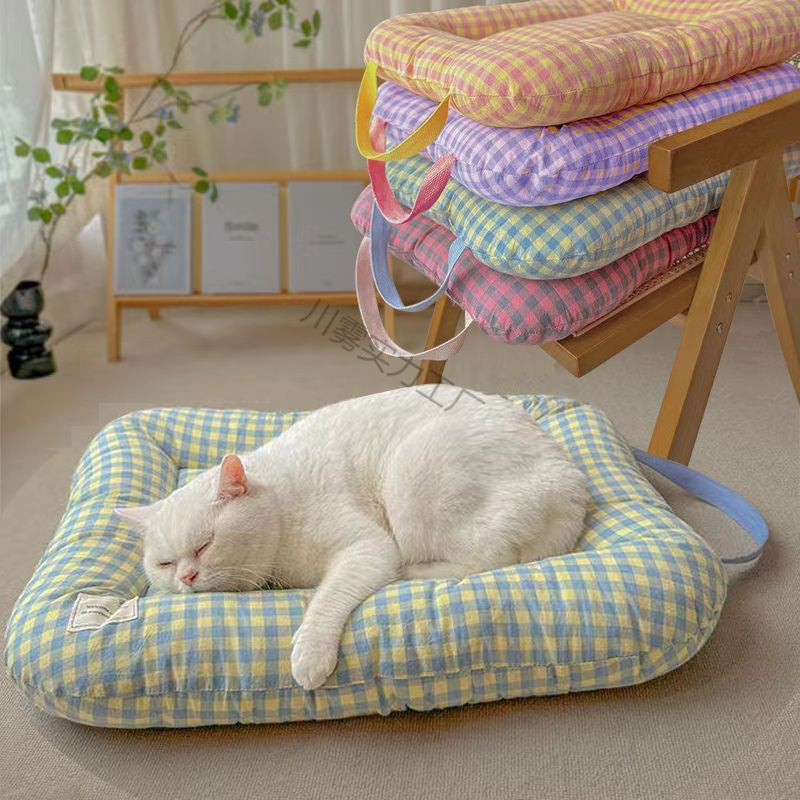 M Yellow-purple All-Season Pet Bed - Soft Washable Dog & Cat Mat with Comfortable Cushion - Warm Winter Padding for Small to Large Pets — image 2