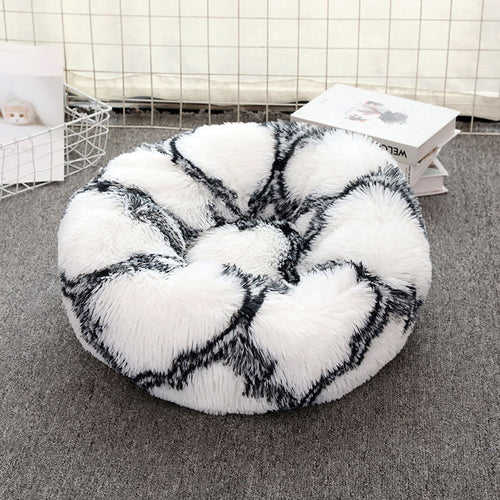 50cm Cosy Round Pet Bed (Black-White)