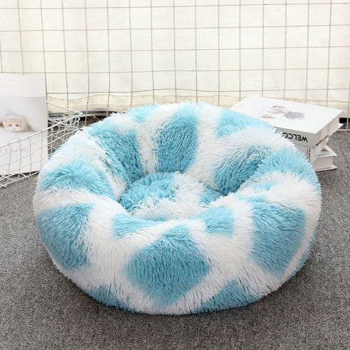 50cm Cosy Round Pet Bed (Blue-White)