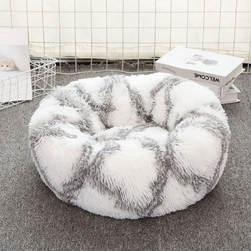 50cm Cosy Round Pet Bed (Grey-White)