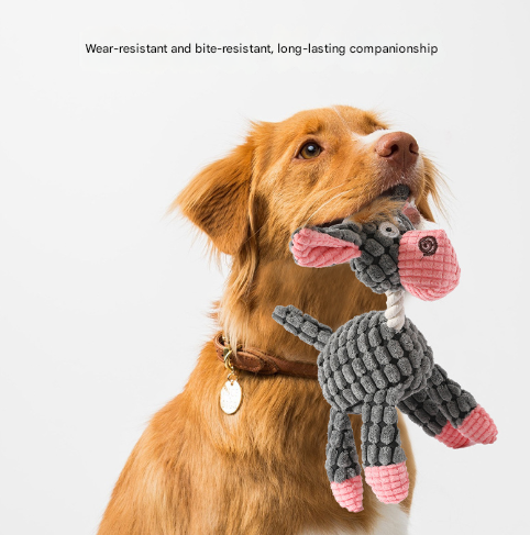 3pcs Brown Goofy Plush Donkey Squeaky Dog Toy - Large Interactive Chew & Cuddle Buddy — image 2