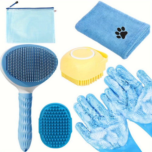 6-Piece Dog Grooming Bath Set (Blue)