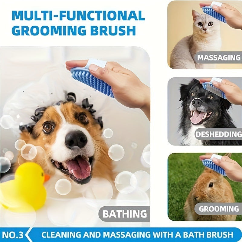 Blue 6-Piece Dog Grooming Bath Set - Absorbent Microfiber Towels & Wash Mitts for Shiny Coats — image 5