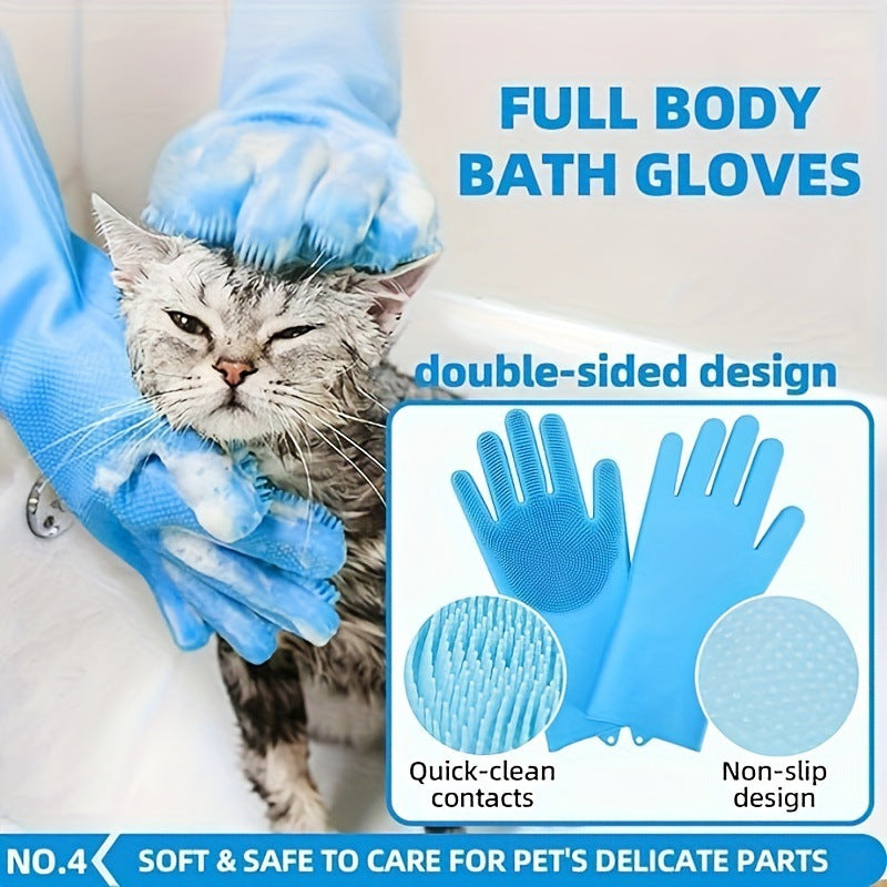 Grey 6-Piece Dog Grooming Bath Set - Absorbent Microfiber Towels & Wash Mitts for Shiny Coats — image 2