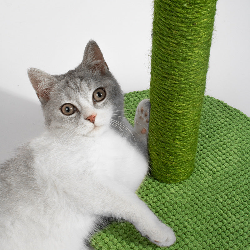 Cactus-Shaped Cat Scratching Post with Sisal Rope and Plush Chenille - Green — image 3