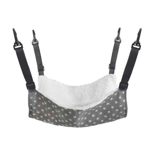 Cat Cage Hammock - Adjustable Double-Sided Pet Swing Bed with Hooks (Grey Star)