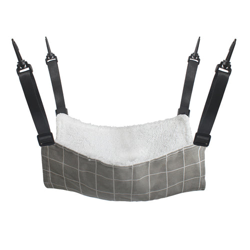 Cat Cage Hammock - Adjustable Double-Sided Pet Swing Bed with Hooks (Grey Check)