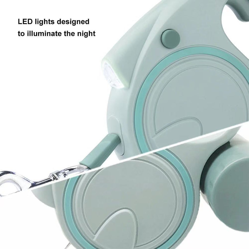 Blue and White 3M Retractable Dog Leash - Built-in LED Light (No Batteries) and Bag Holder — image 5