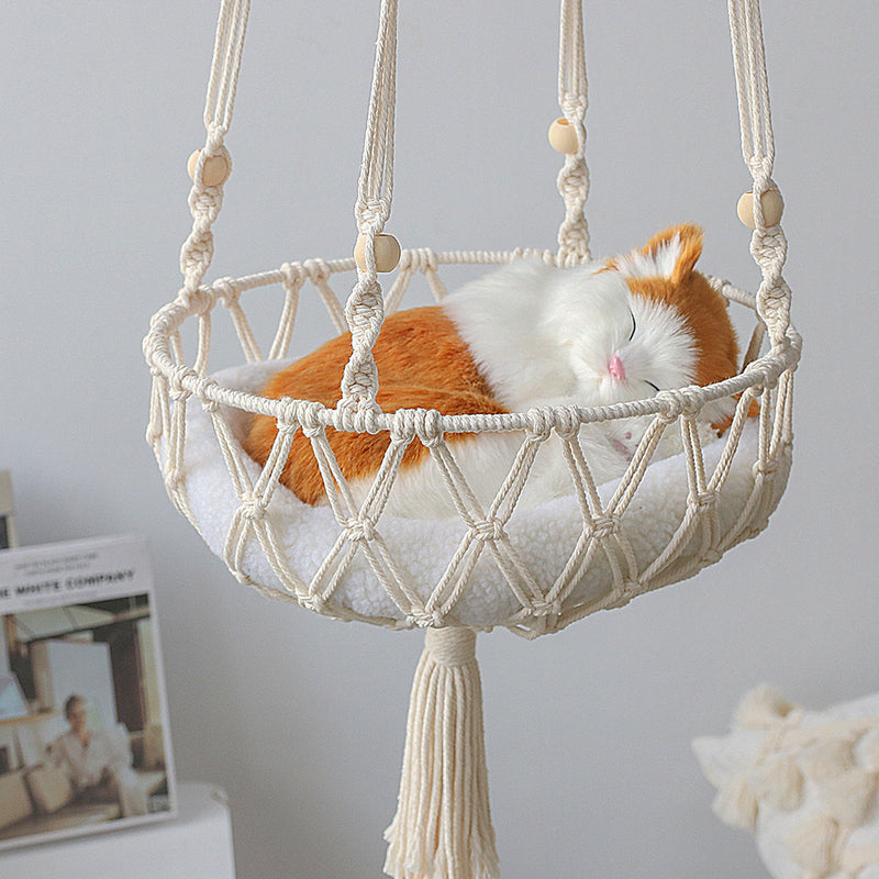 Pet Hammock for Cats with Wooden Beads - Pet Swing padding not included (Diameter : 40cm) — image 2