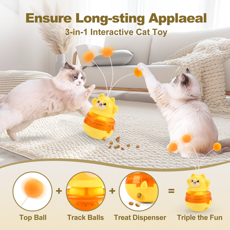 Pink 3-in-1 Interactive Cat Toy - Tumbler, Treat Dispenser, Track & Teaser Ball — image 2