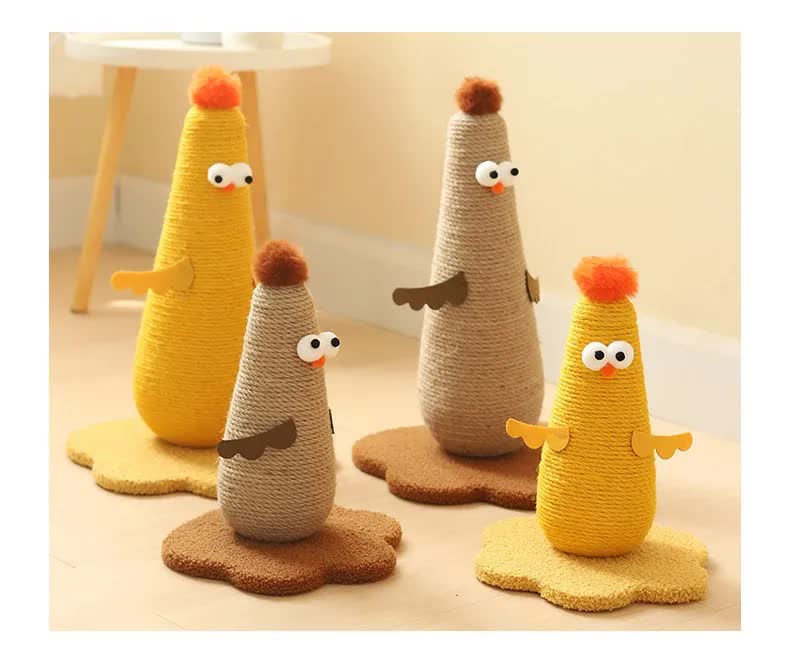 Beige Adorable Chick Cat Scratching Post - Durable Sisal Rope Scratcher Toy for Cats & Kittens — image 4