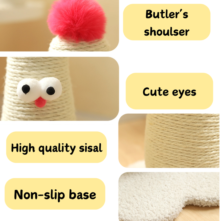 Beige Adorable Chick Cat Scratching Post - Durable Sisal Rope Scratcher Toy for Cats & Kittens — image 5