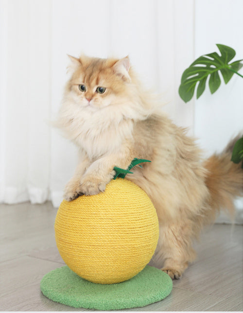 Fruit-Shaped Sisal Cat Scratcher Ball (Pineapple, Green Base)