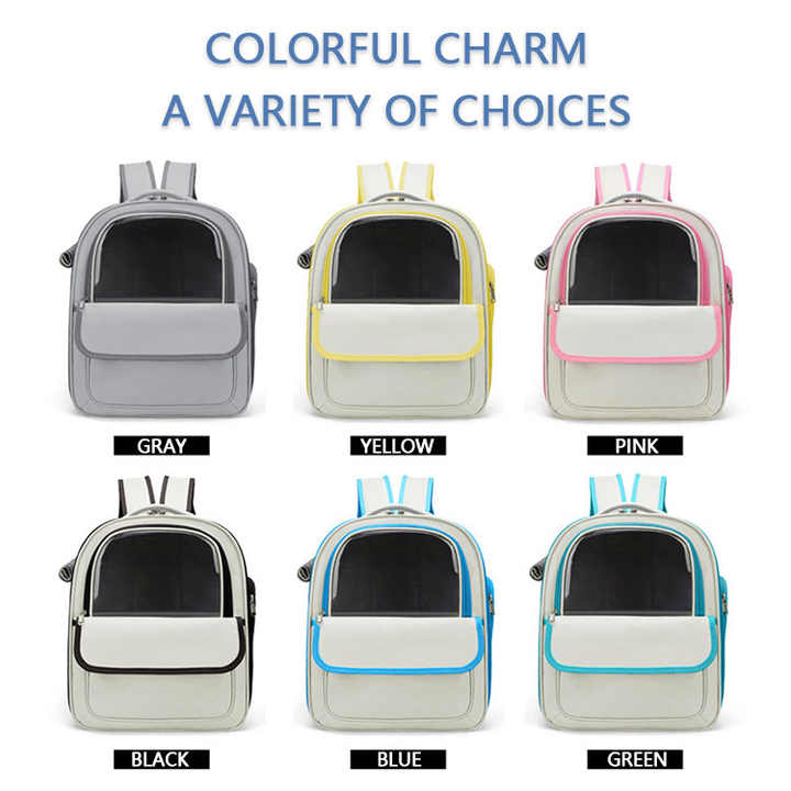 Beige And Green Spacious Pet Carrier Backpack with Clear Window - Comfortable Travel Bag for Cats & Small Dogs — image 2