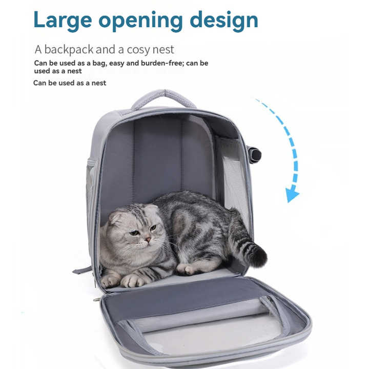 Beige And Green Spacious Pet Carrier Backpack with Clear Window - Comfortable Travel Bag for Cats & Small Dogs — image 3