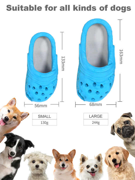 Size L Blue Tough Slipper Dog Chew Toy - Natural Rubber Treat Dispenser & Teeth Cleaner for Interactive Play & Boredom Relief — image 5