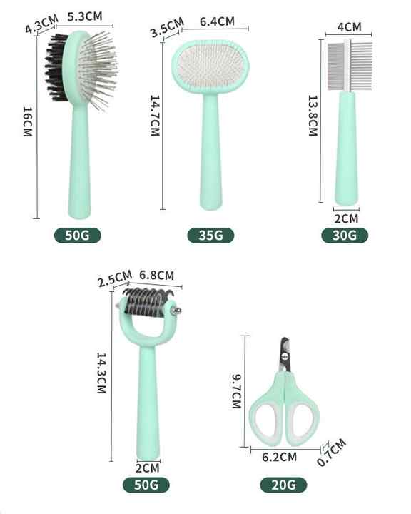 Pink And Blue Complete 5-in-1 Pet Grooming Care Kit - Professional Deshedding Brushes, Combs & Nail Clippers Set for Dogs & Cats — image 3