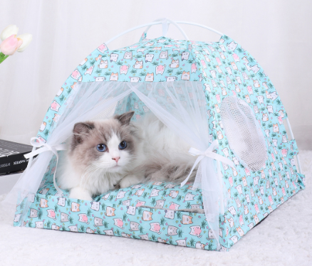 Foldable Cooling Cat Tent 50x50cm (Blue Cat, L)