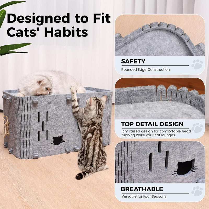 Felt Cat House - Detachable Foldable Breathable Pet Bed for Cats and Small Dogs, 45x35x35cm — image 2