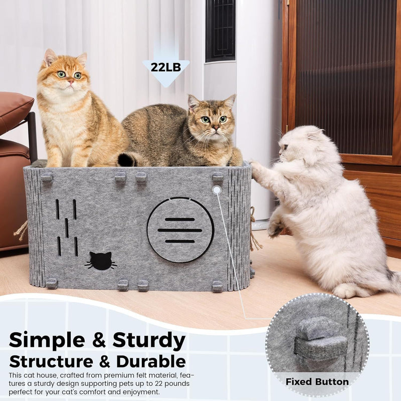 Felt Cat House - Detachable Foldable Breathable Pet Bed for Cats and Small Dogs, 45x35x35cm — image 3