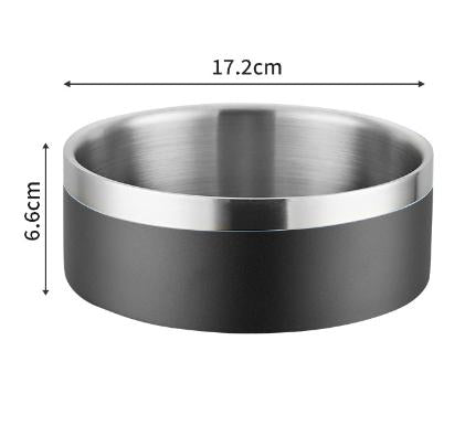 Premium 304 Stainless Steel Pet Bowl (32oz) (Black & Silver)