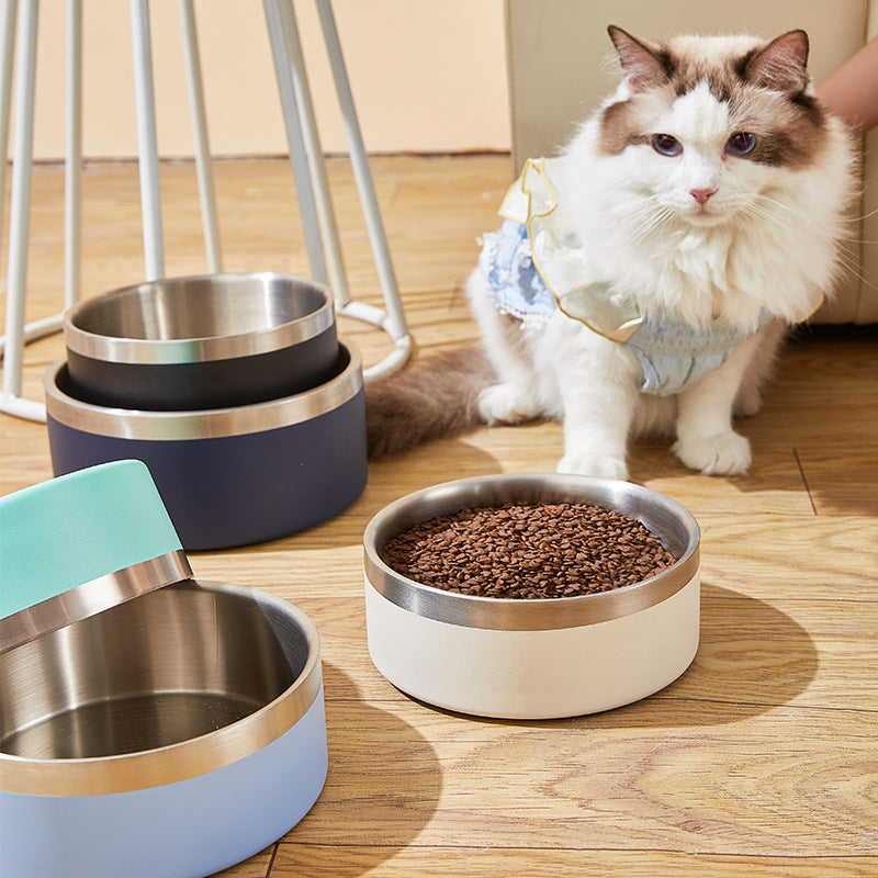 Black and Silver Premium 304 Stainless Steel Pet Bowl (32oz) - Non-Slip, Anti-Tip Food & Water Dish for Dogs & Cats - Durable & Easy Clean — image 2