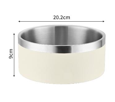 Premium 304 Stainless Steel Pet Bowl (64oz) (Beige & Silver)