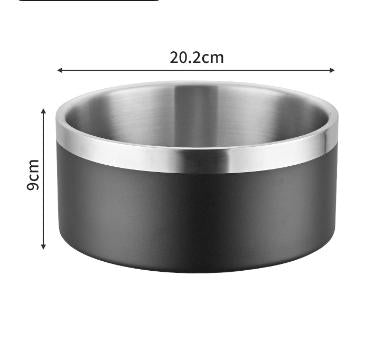 Premium 304 Stainless Steel Pet Bowl (64oz) (Black & Silver)
