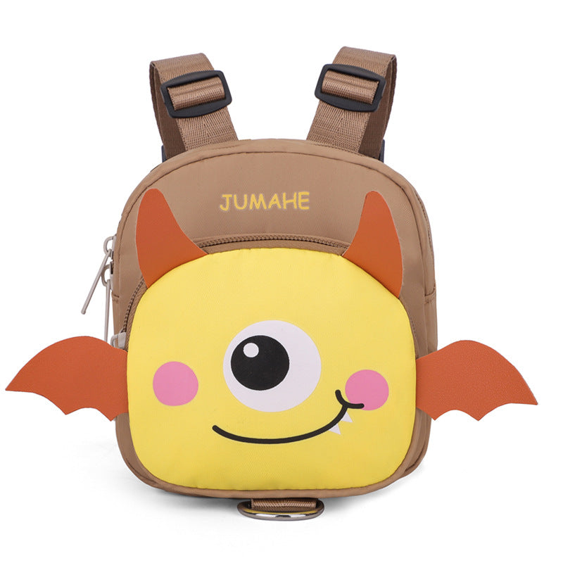 Monster Backpack Harness – Small Dogs & Cats, Treat & Poop Pouch (Brown)
