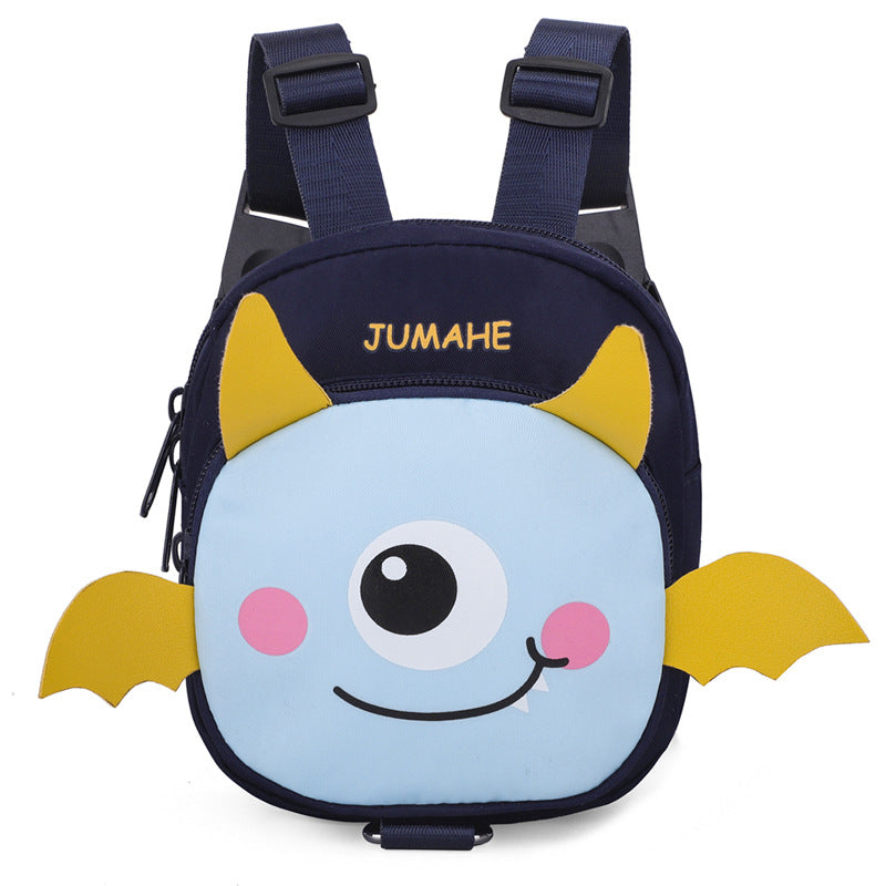 Monster Backpack Harness – Small Dogs & Cats, Treat & Poop Pouch (Dark Blue)
