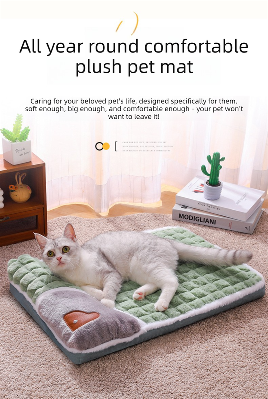 Thickened Pet Sofa Bed XL Size 75x45cm Green Dog Mat with Integrated Pillow Soft Washable Sleeping Pad for Dogs and Cats All Season Comfort — image 2