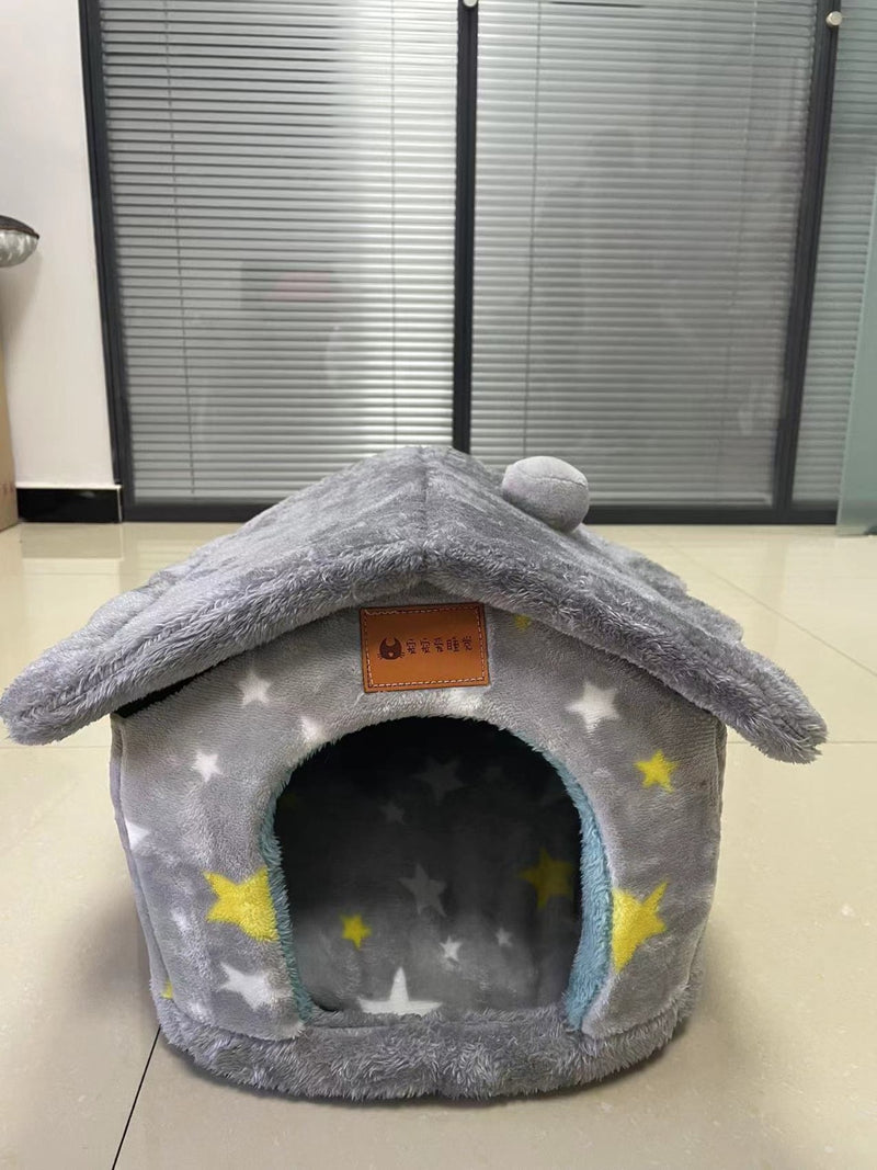 Foldable Pet Cave Kennel – Self-Warming Plush, Removable & Washable — image 7