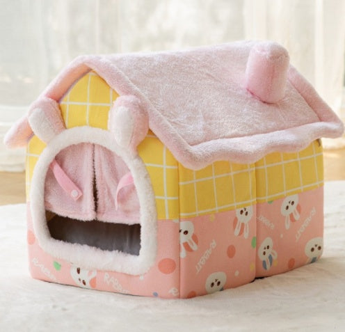 Foldable Pet Cave Kennel – Self-Warming Plush, Removable & Washable — image 20