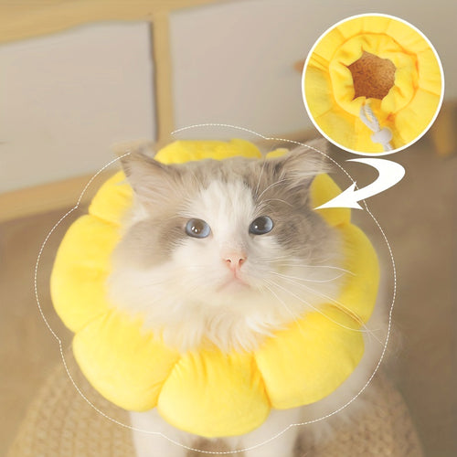 Sunflower Recovery Cone Collar – Adjustable E-Collar for Cats & Small Dogs