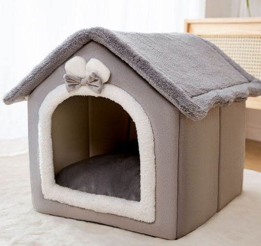 Foldable Pet Cave Kennel – Self-Warming Plush, Removable & Washable — image 17